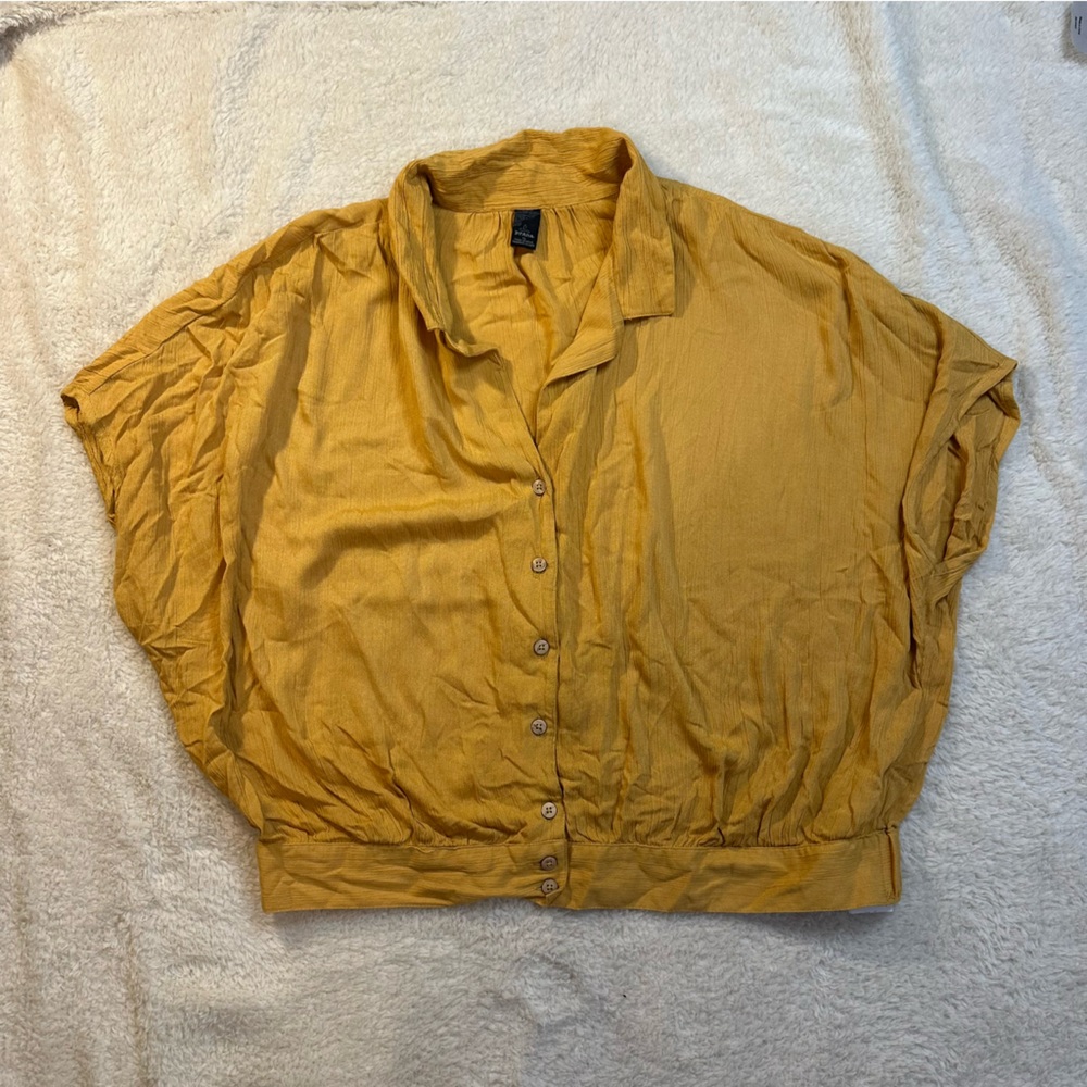 Prana Mustard Button-Up Shirt
